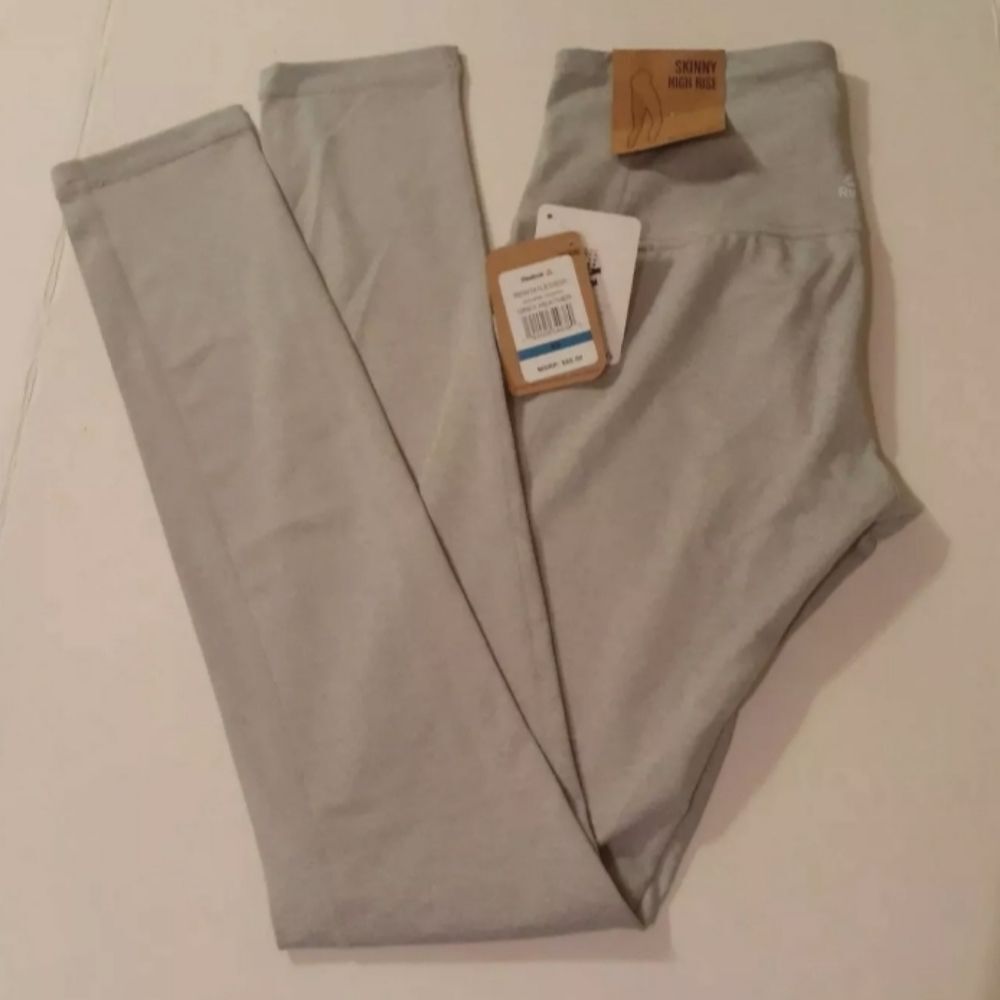 Reebok Skinny High Rise Workout Legging Pant Moisture Management Grey Heather
